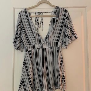 Black and white striped romper